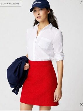 J.Crew Factory Red Wool Blend Mini Skirt | High Waist A-Line | Size 16 ♥️